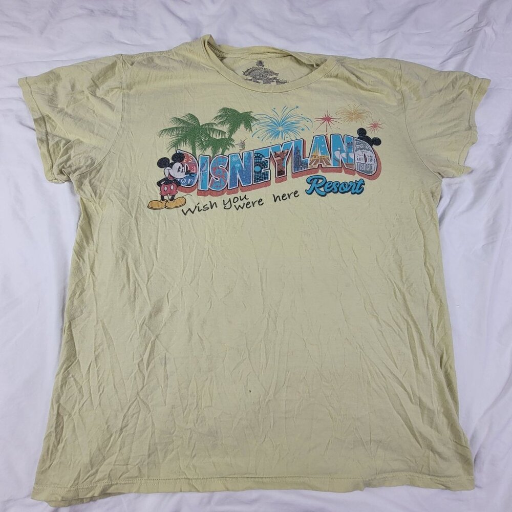 Disney Adults XL Wish You Were Here Mickey Mouse Disneyland Resort T Shirt